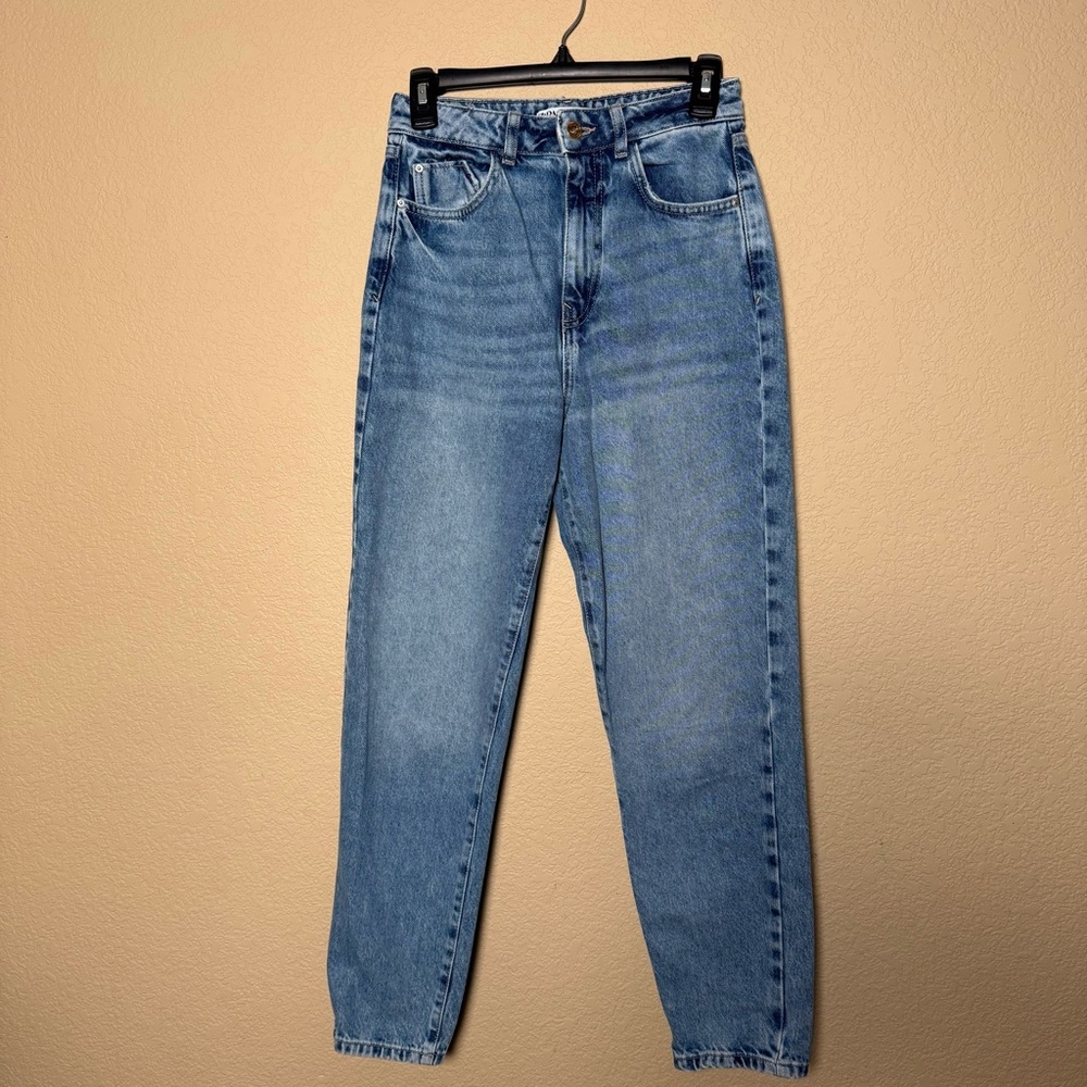 Zara Womens 2 High‎ Rise Straight Light Wash Blue Denim Jeans